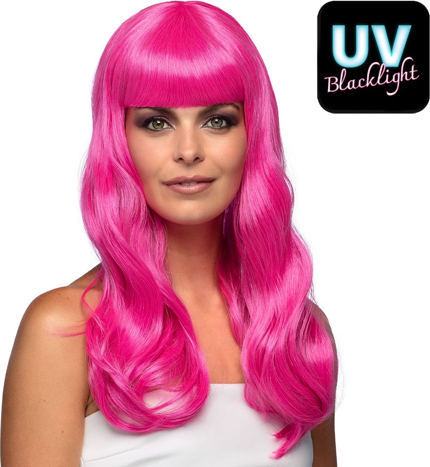 Chique Lange Pruik Roze
