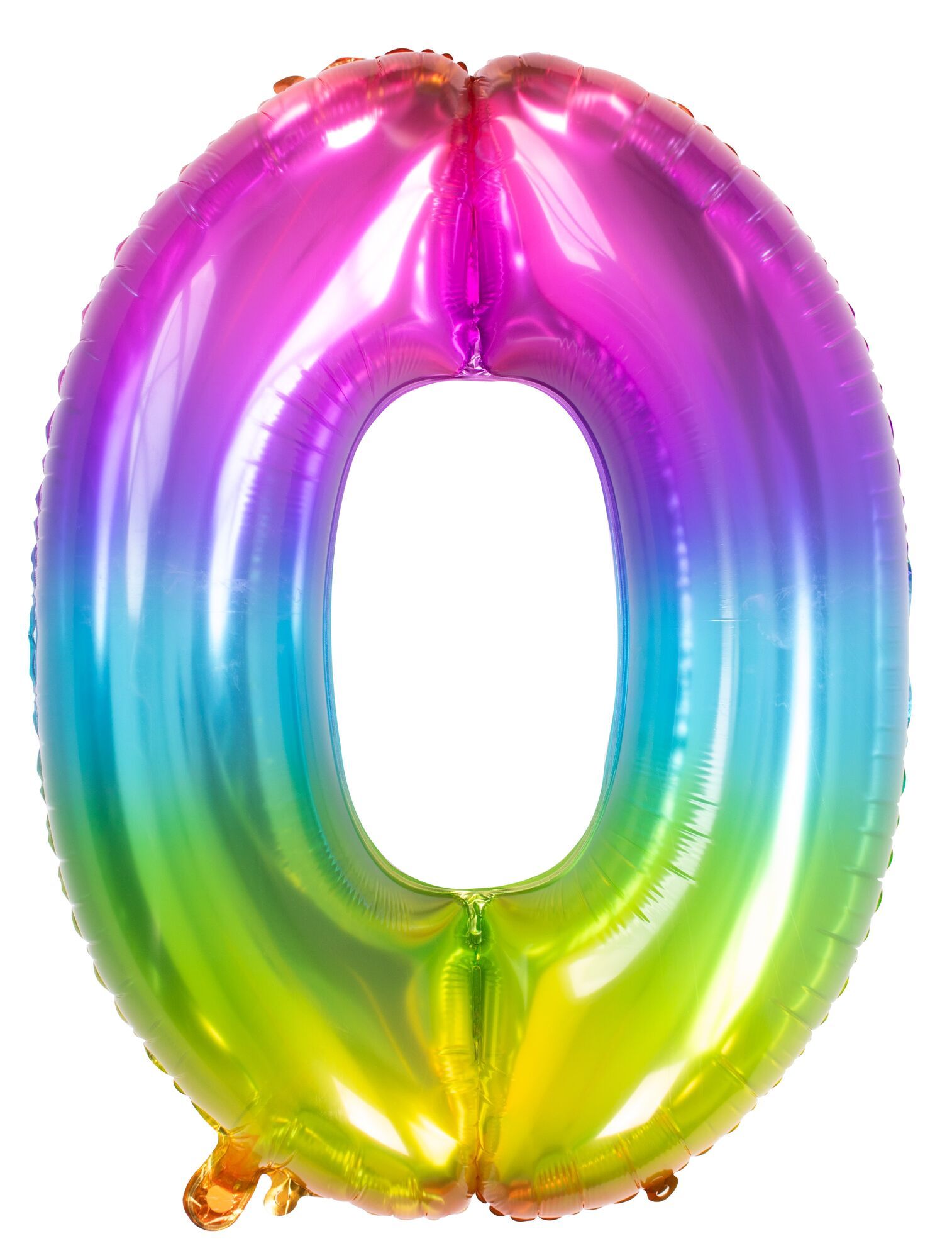 Cijfer 0 Metallic Regenboog 81cm