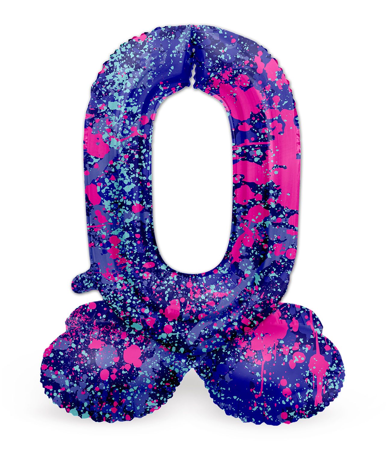 Cijfer 0 Paarse Paint Splash Kleine Staande Folieballon