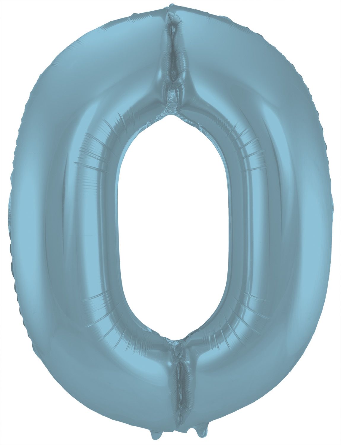 Cijfer 0 pastel blauw folieballon 86cm