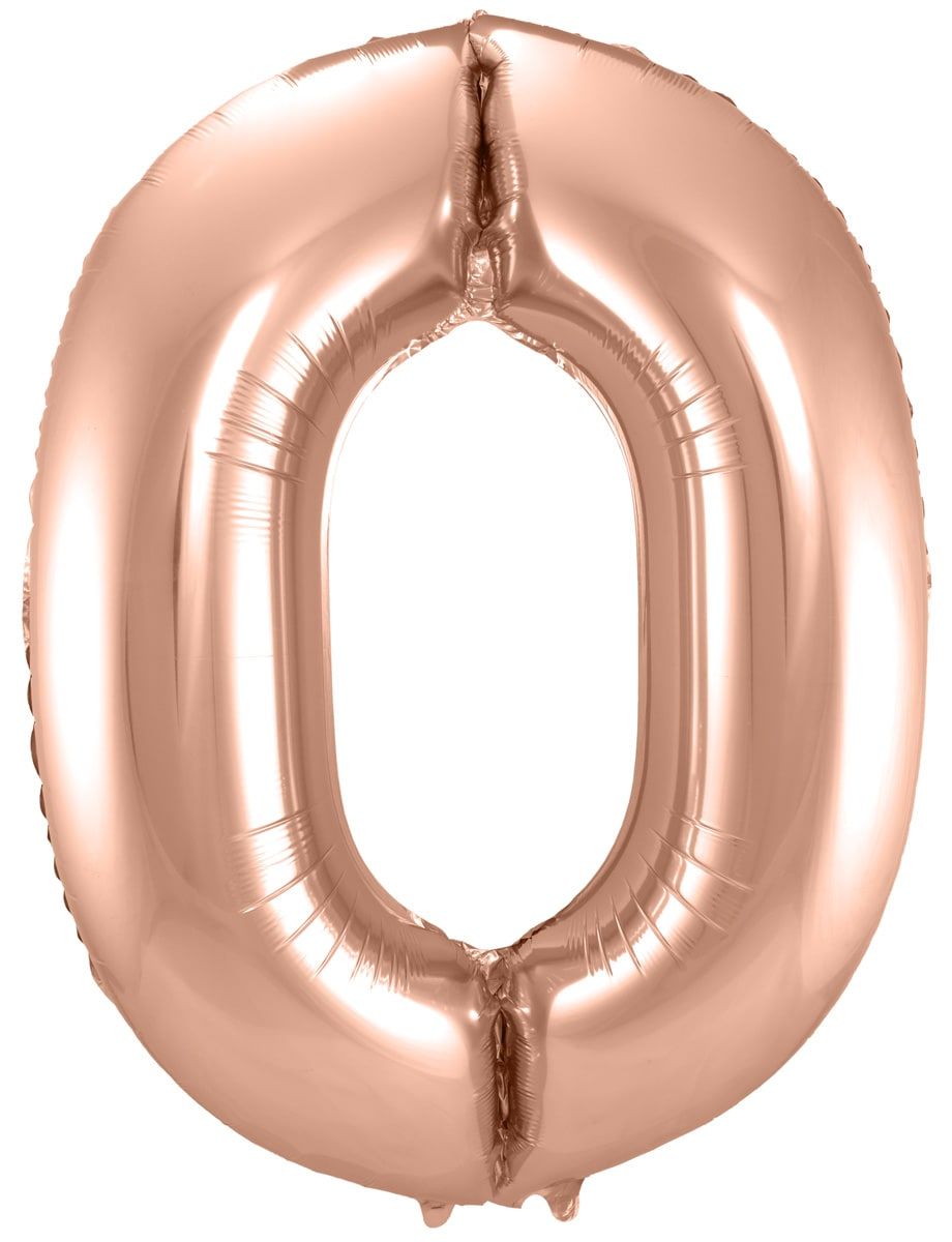 Cijfer 0 Rose Gouden Folieballon 86cm
