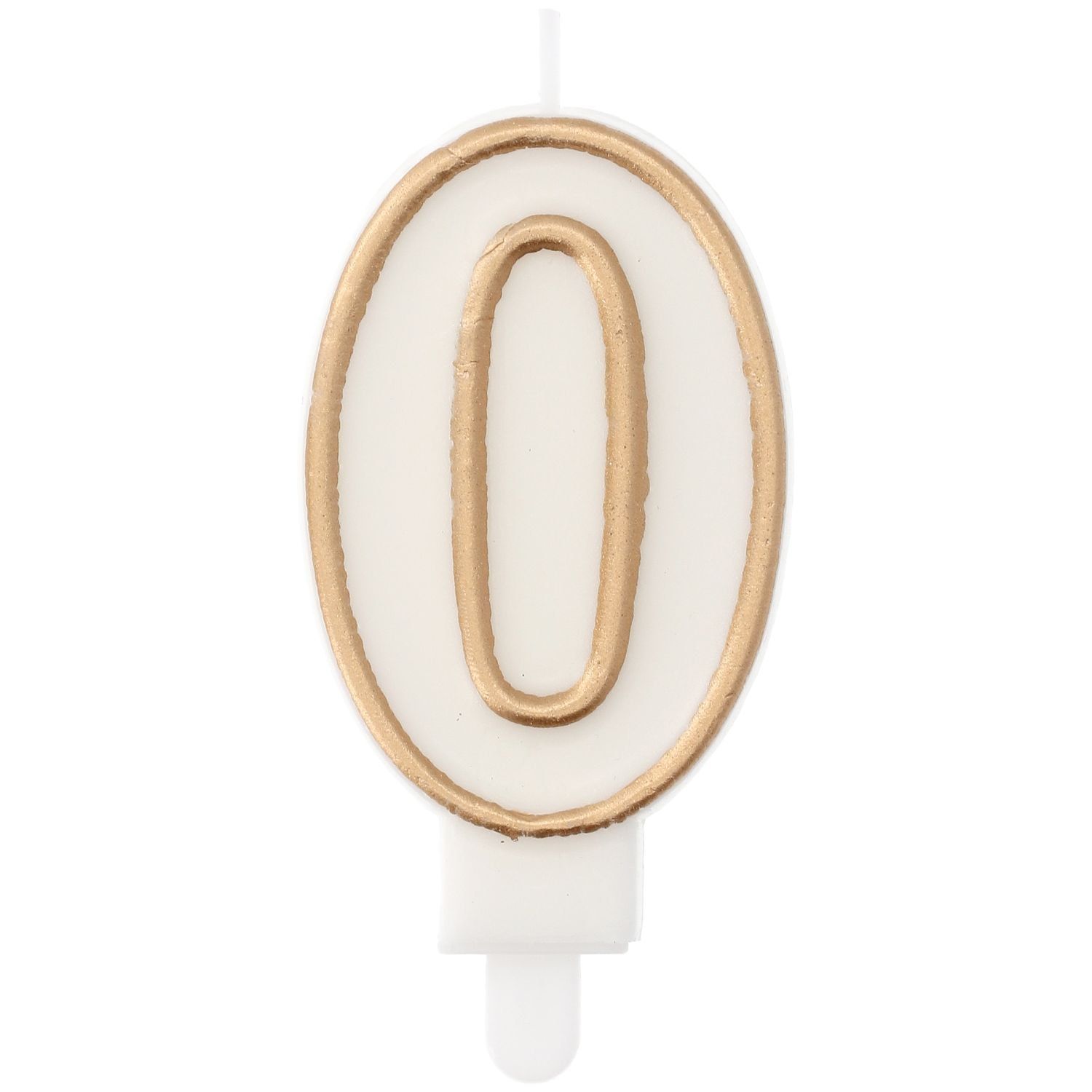 Cijfer 0 Taartkaars Chic Goud 9 cm