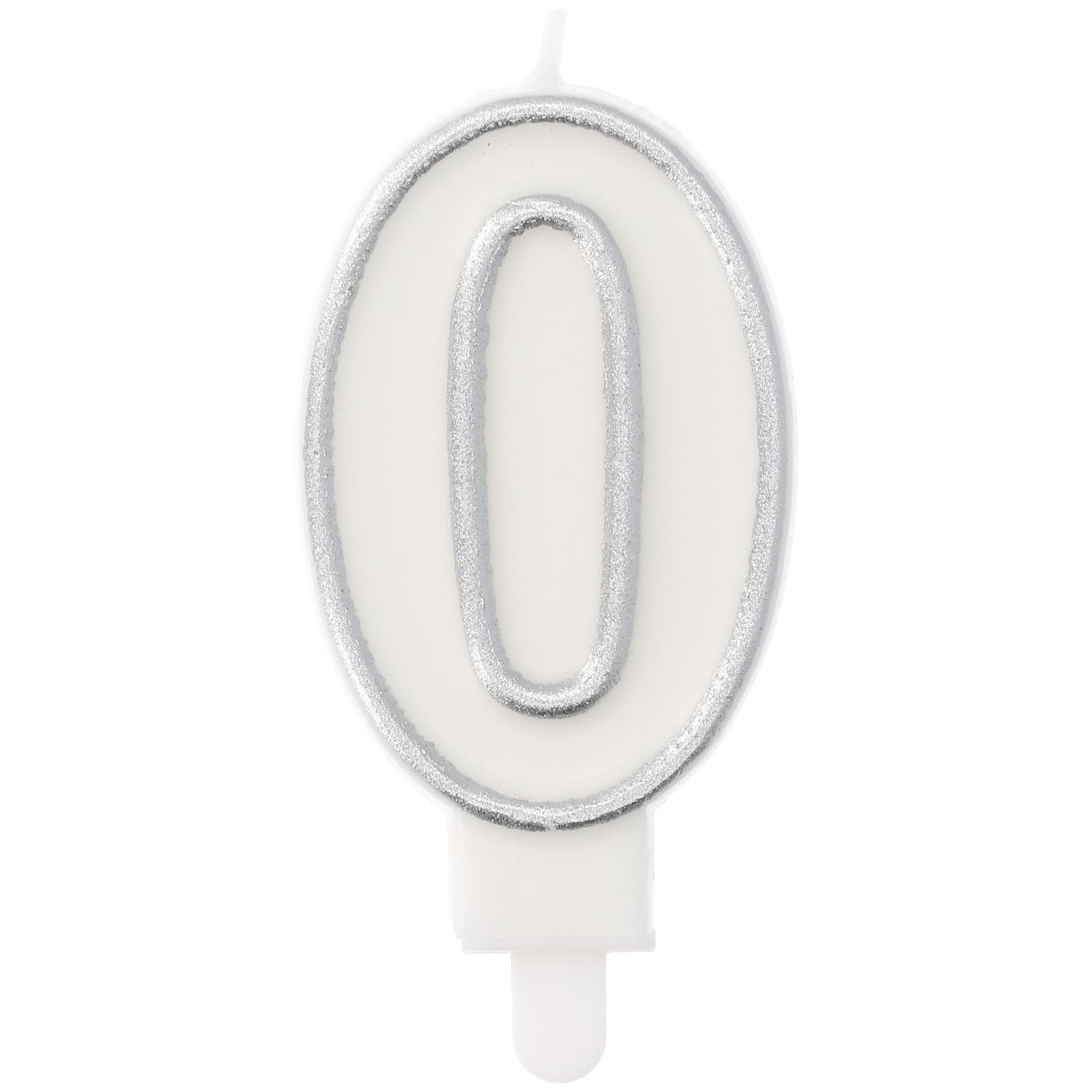 Cijfer 0 Taartkaars Chic Zilver 9 cm