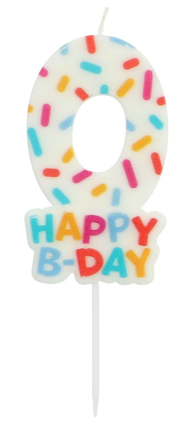 Cijfer 0 Taartkaars Gekleurde Sprinkles 7 cm