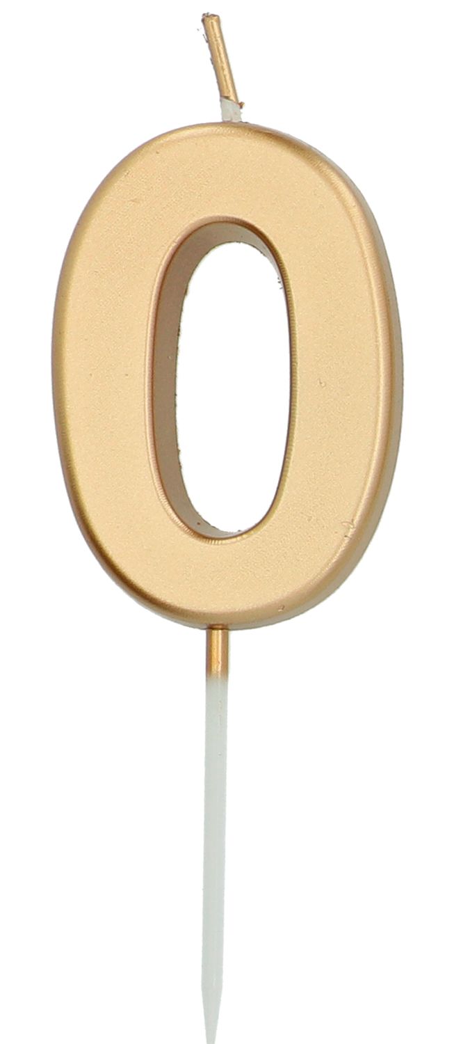 Cijfer 0 Taartkaars Goudkleurig 5 cm