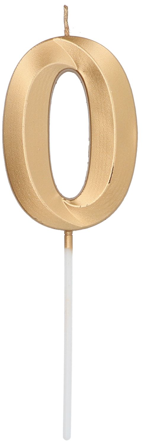 Cijfer 0 Taartkaars Metallic Goud 7 cm