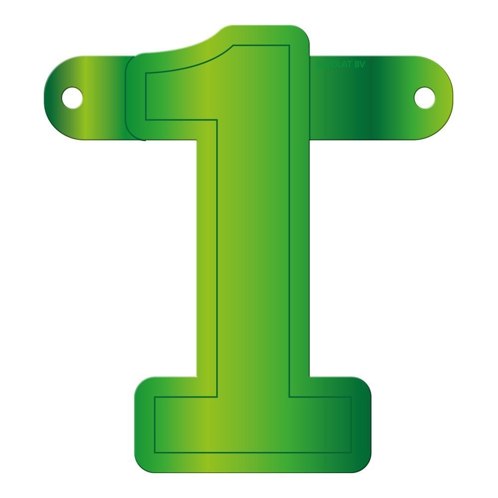 Cijfer 1 Banner Lime Groen