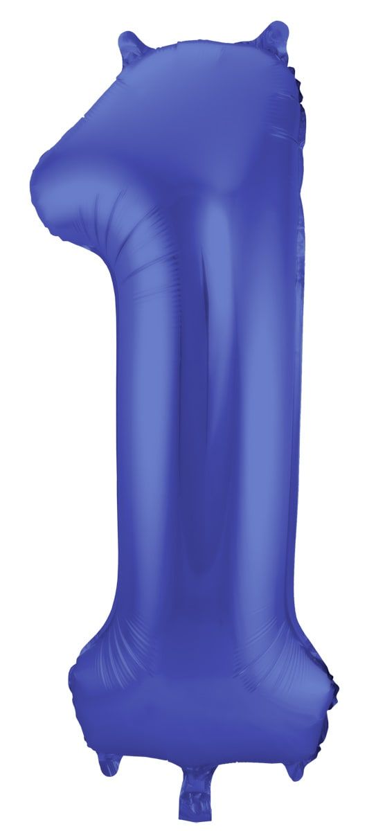 Cijfer 1 Metallic Blauw Folieballon 86cm