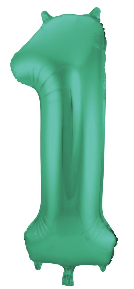 Cijfer 1 metallic groen folieballon 86cm
