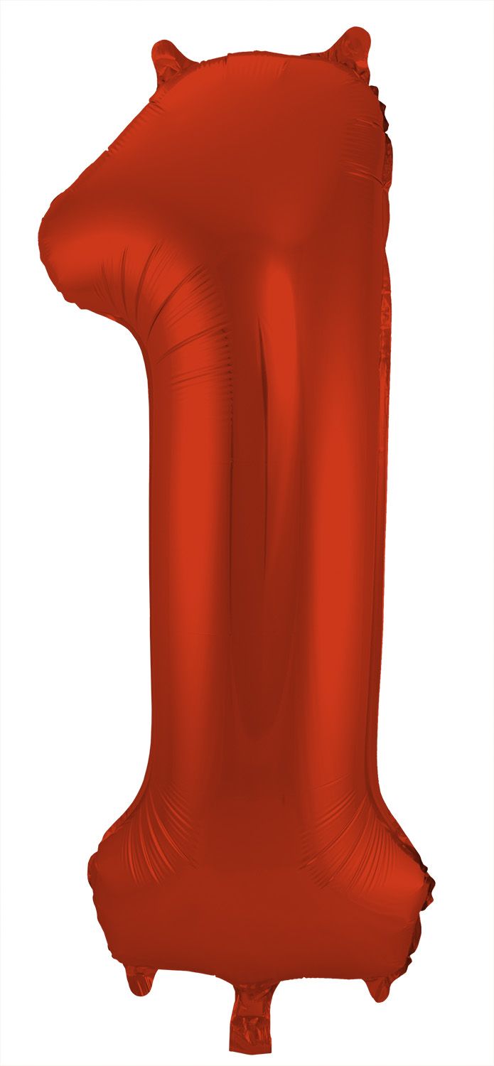 Cijfer 1 Metallic Rood Folieballon 86cm