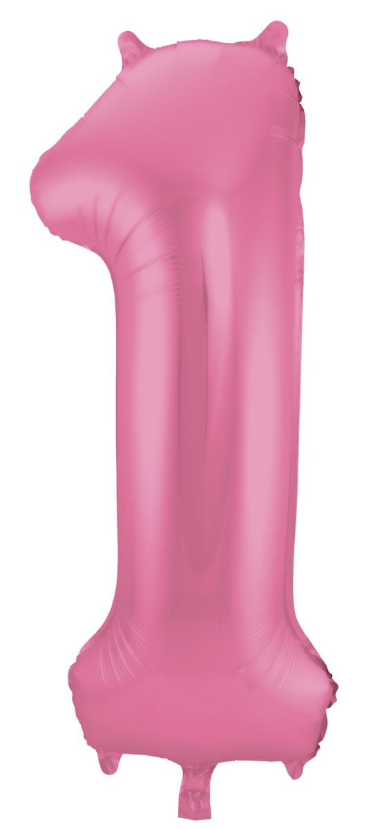 Cijfer 1 metallic roze folieballon 86cm