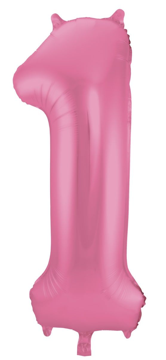Cijfer 1 Metallic Roze Folieballon 86cm