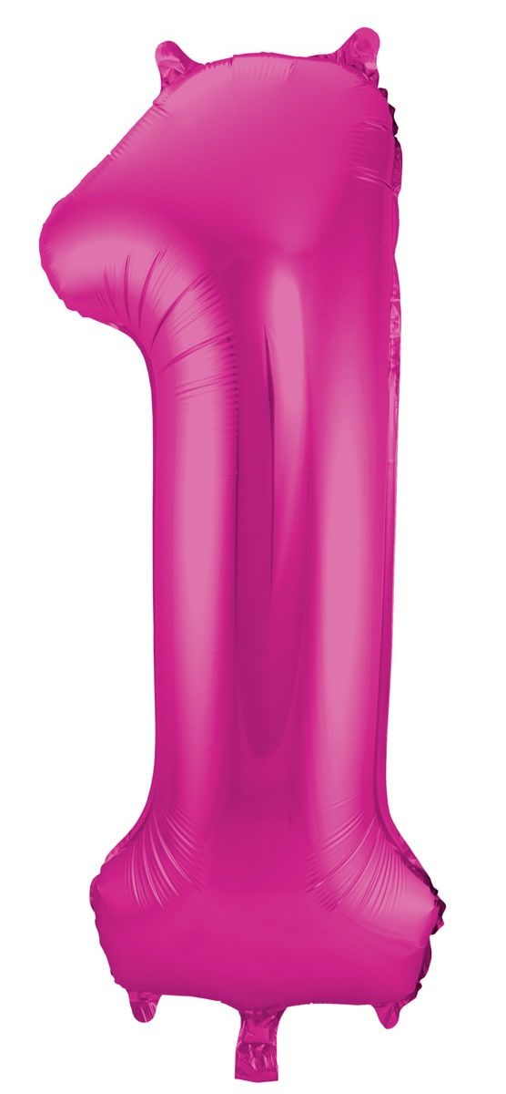 Cijfer 1 roze folieballon 86cm