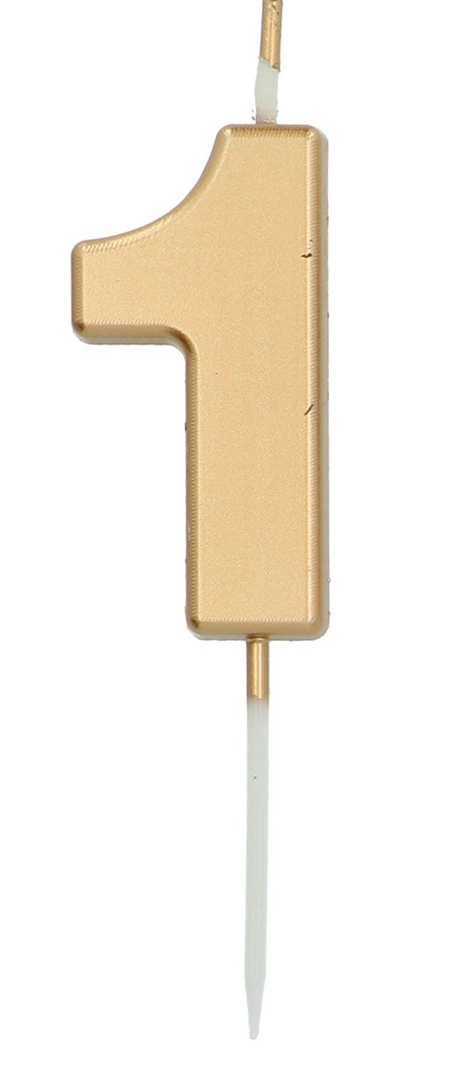 Cijfer 1 Taartkaars Goudkleurig 5 cm