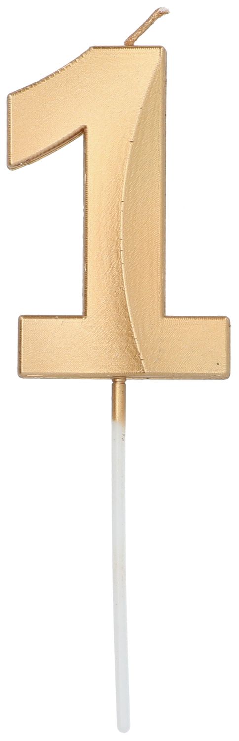Cijfer 1 Taartkaars Metallic Goud 7 cm