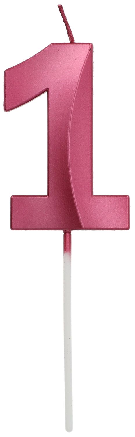 Cijfer 1 Taartkaars Metallic Roze 7 cm