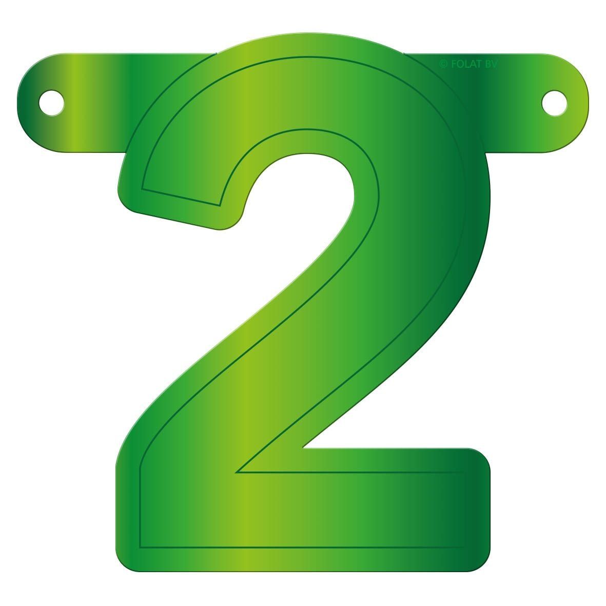 Cijfer 2 Banner Lime Groen
