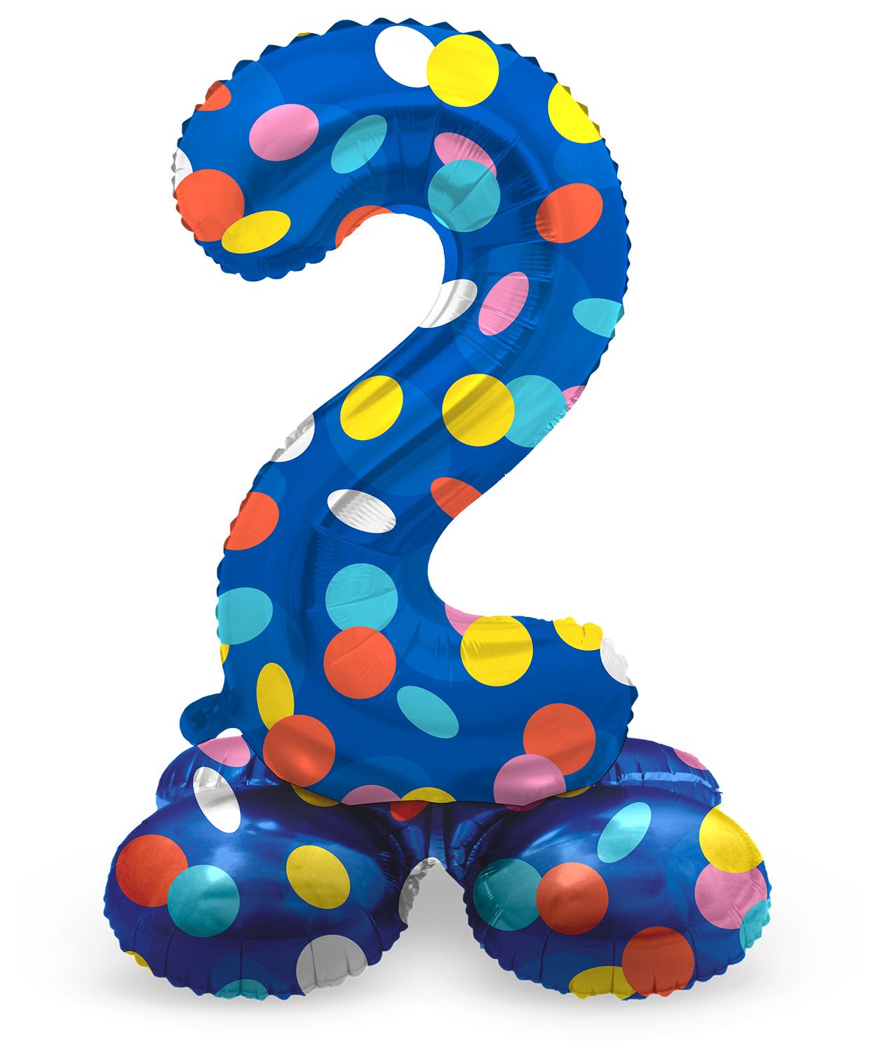 Cijfer 2 Gekleurde Stip Kleine Staande Folieballon