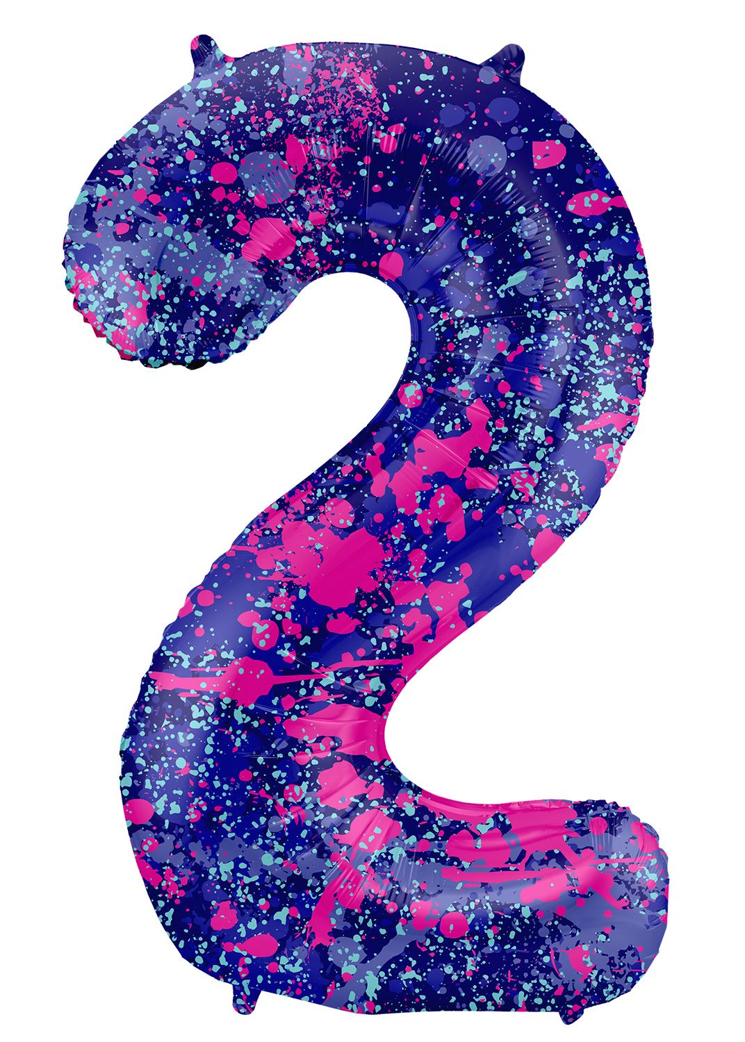 Cijfer 2 Paarse Paint Splash Folieballon