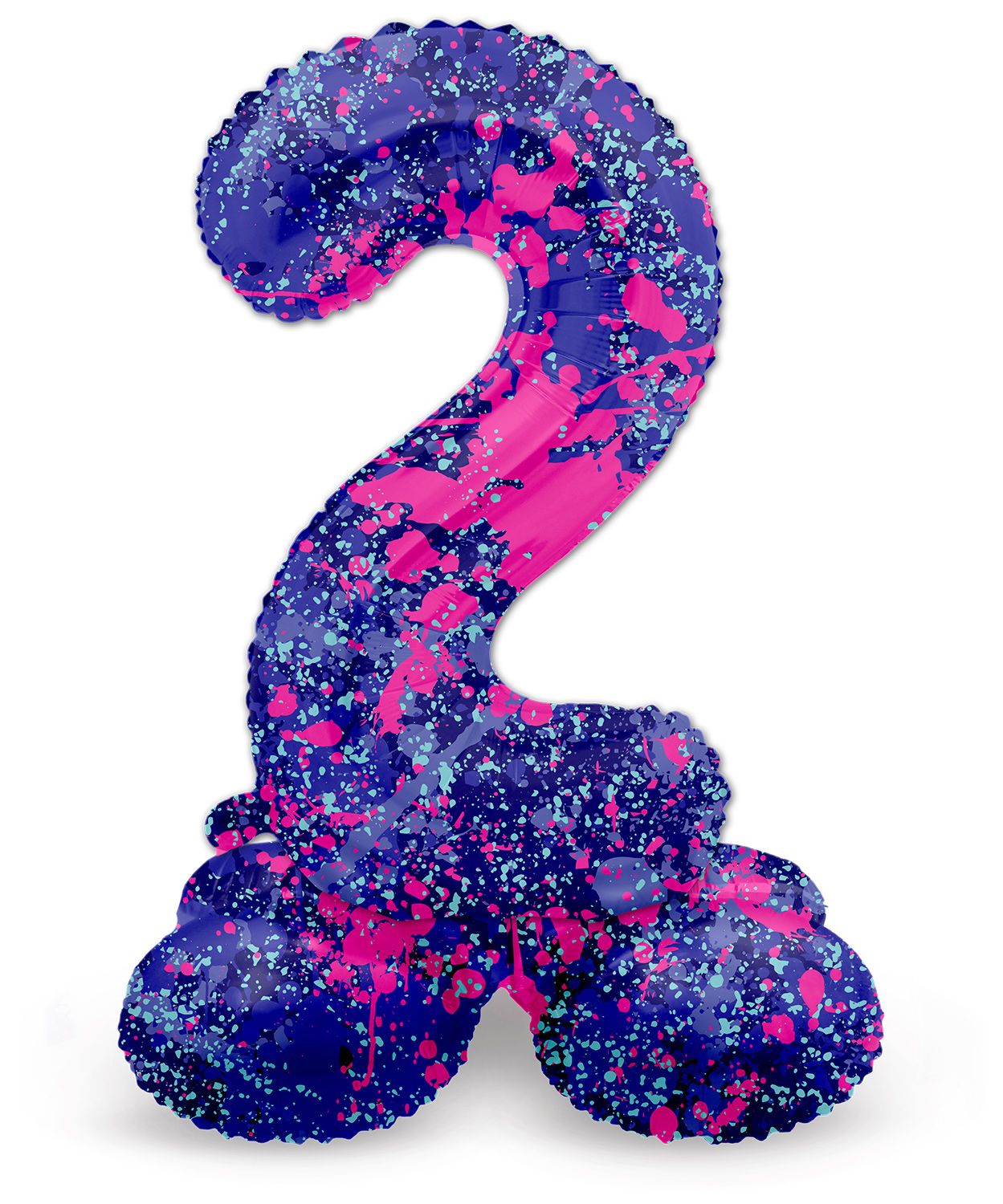 Cijfer 2 Paarse Paint Splash Staande Folieballon