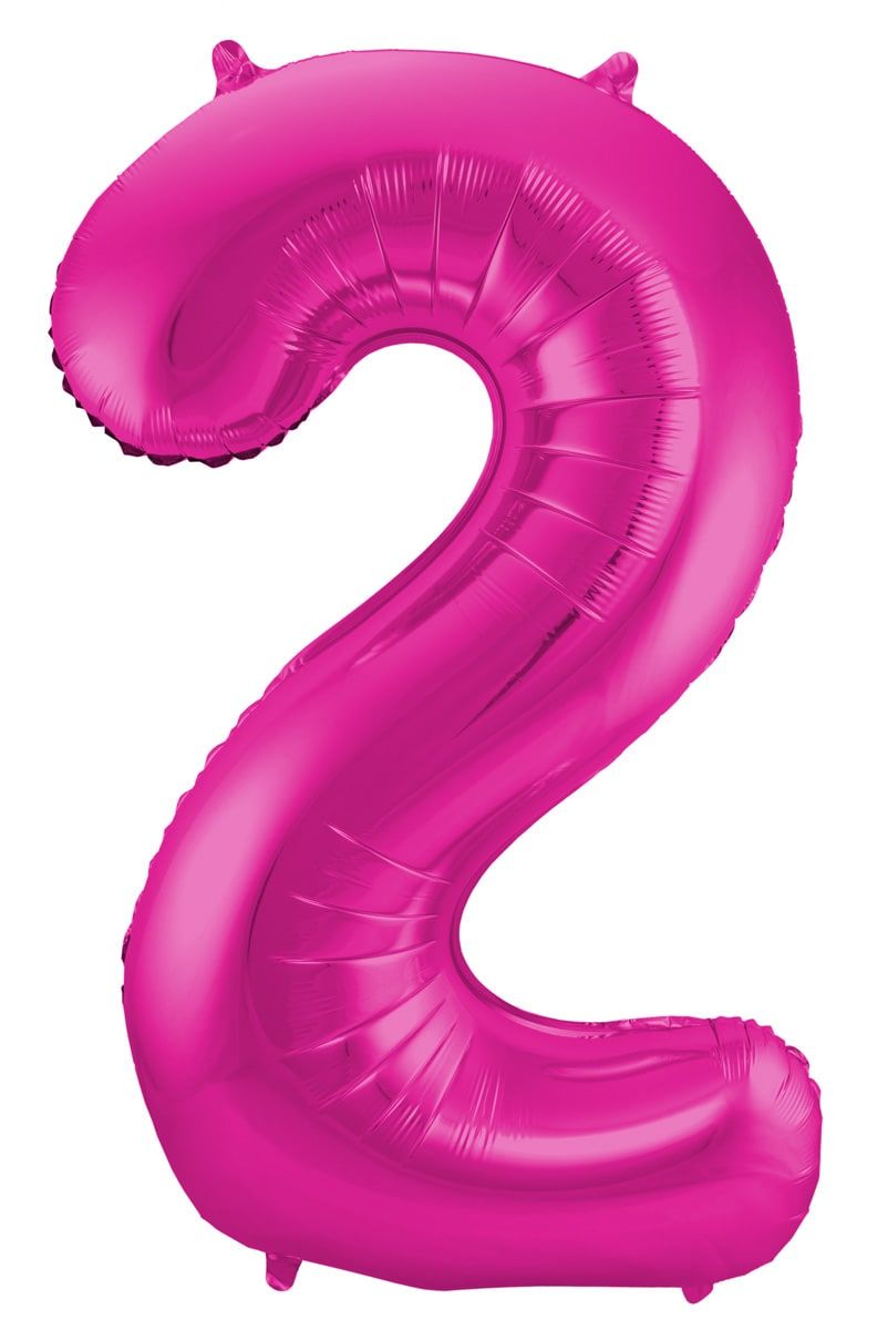 Cijfer 2 roze folieballon 86cm