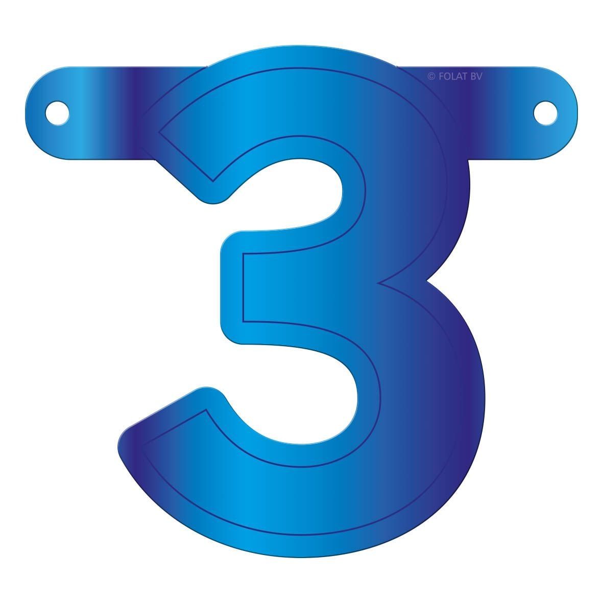 Cijfer 3 banner blauw