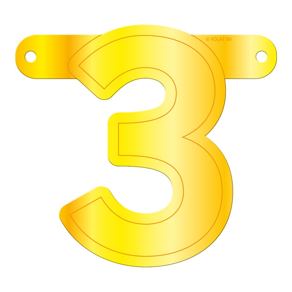 Cijfer 3 banner geel