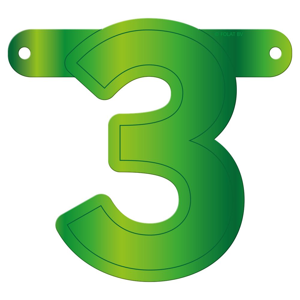 Cijfer 3 Banner Lime Groen