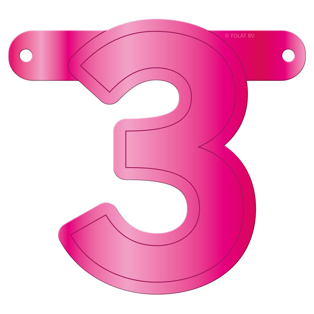 Cijfer 3 Banner Magenta