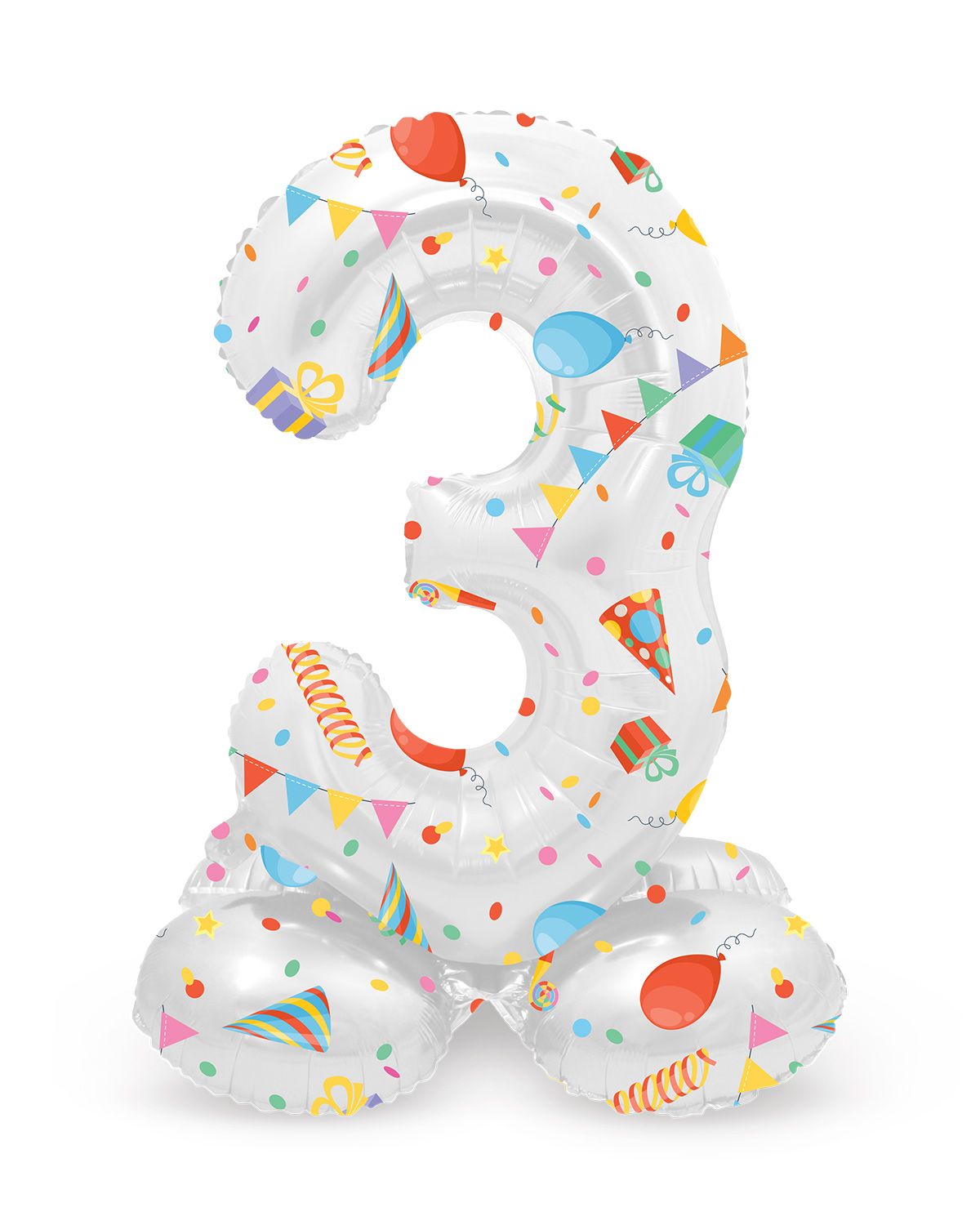 Cijfer 3 Feestelijke Party Staande Folieballon
