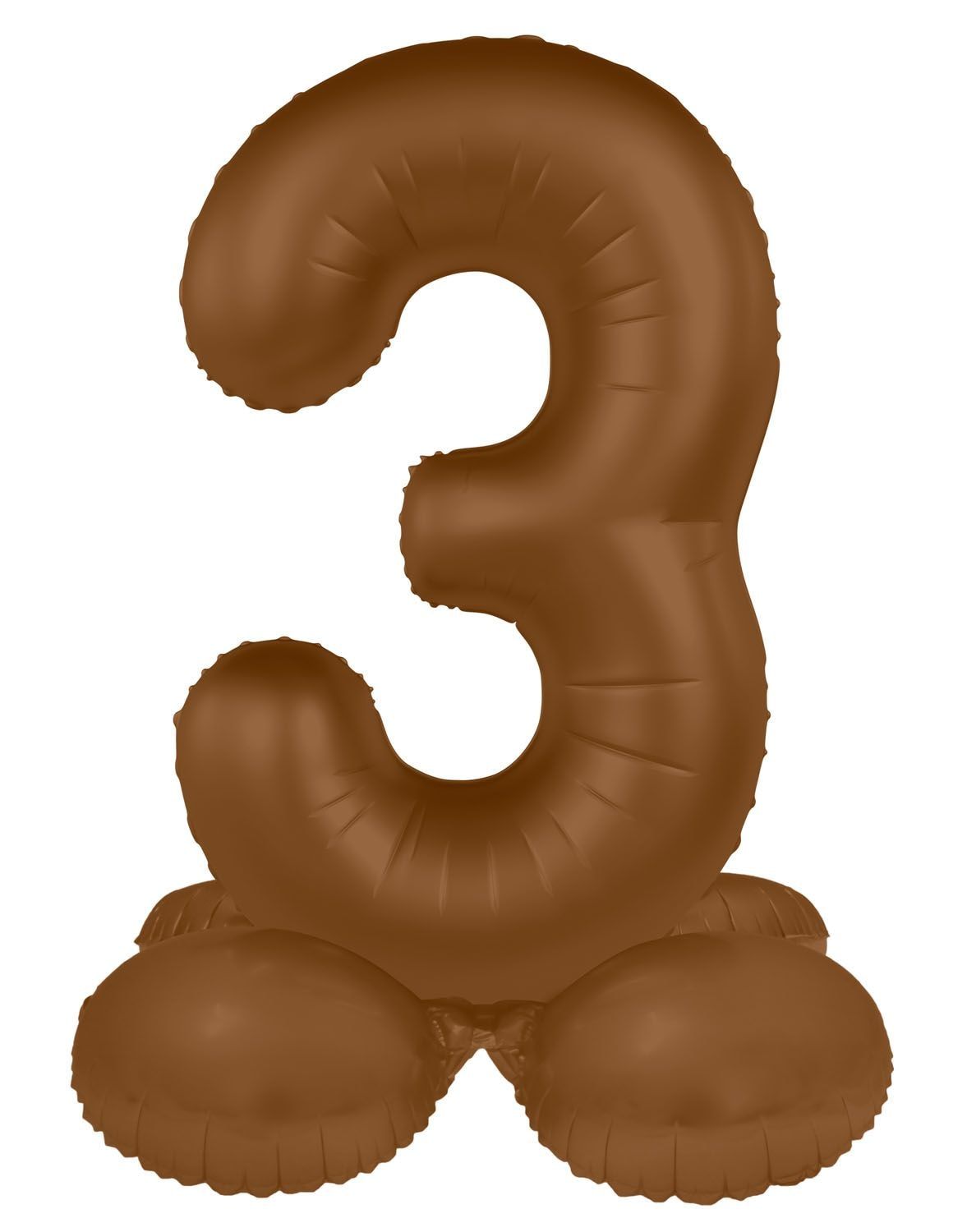 Cijfer 3 Folieballon Staand Bruin 72 cm