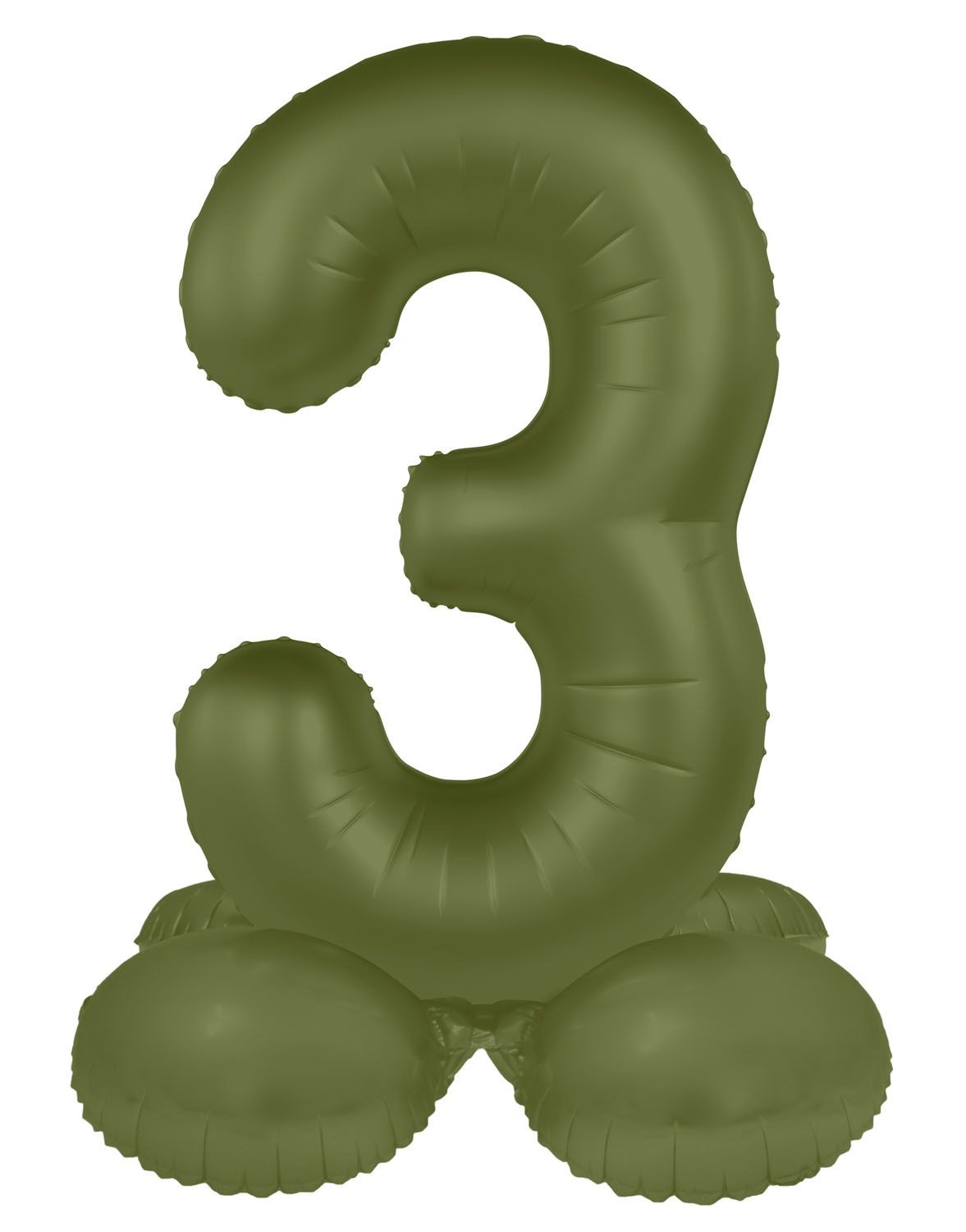Cijfer 3 Folieballon Staand Olijfgroen 41 cm