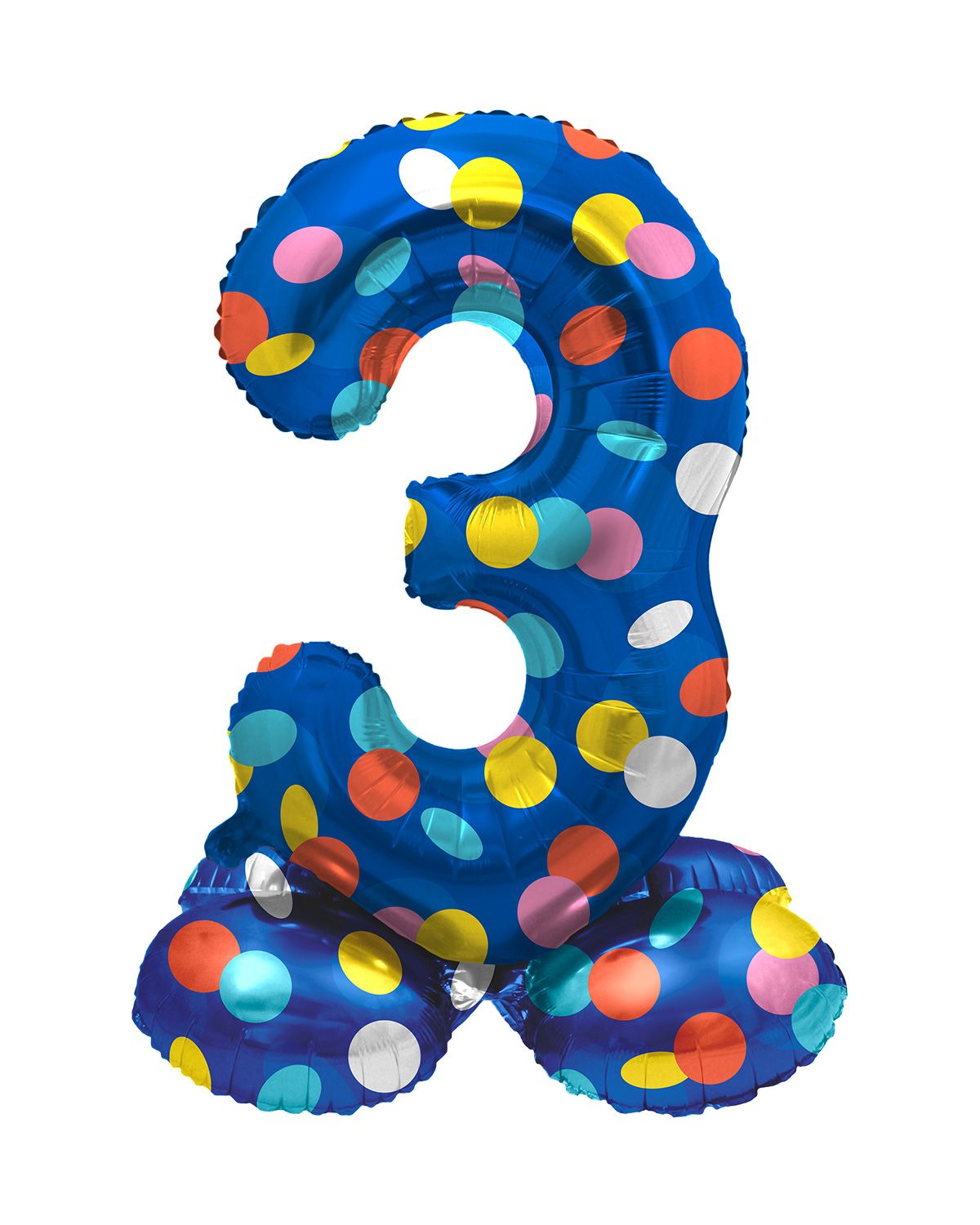 Cijfer 3 Gekleurde Stip Kleine Staande Folieballon