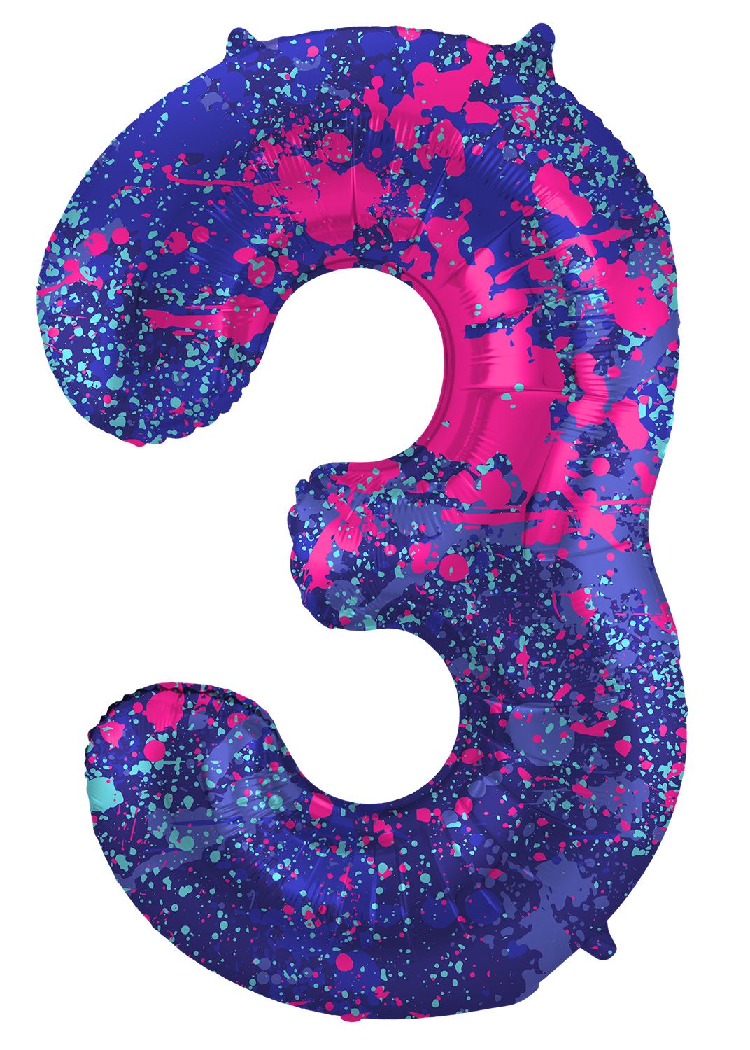 Cijfer 3 Paarse Paint Splash Folieballon