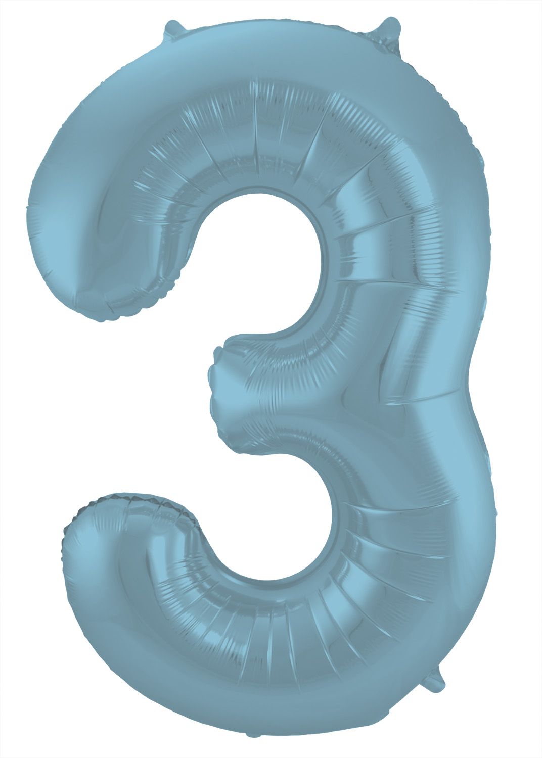 Cijfer 3 pastel blauw folieballon 86cm