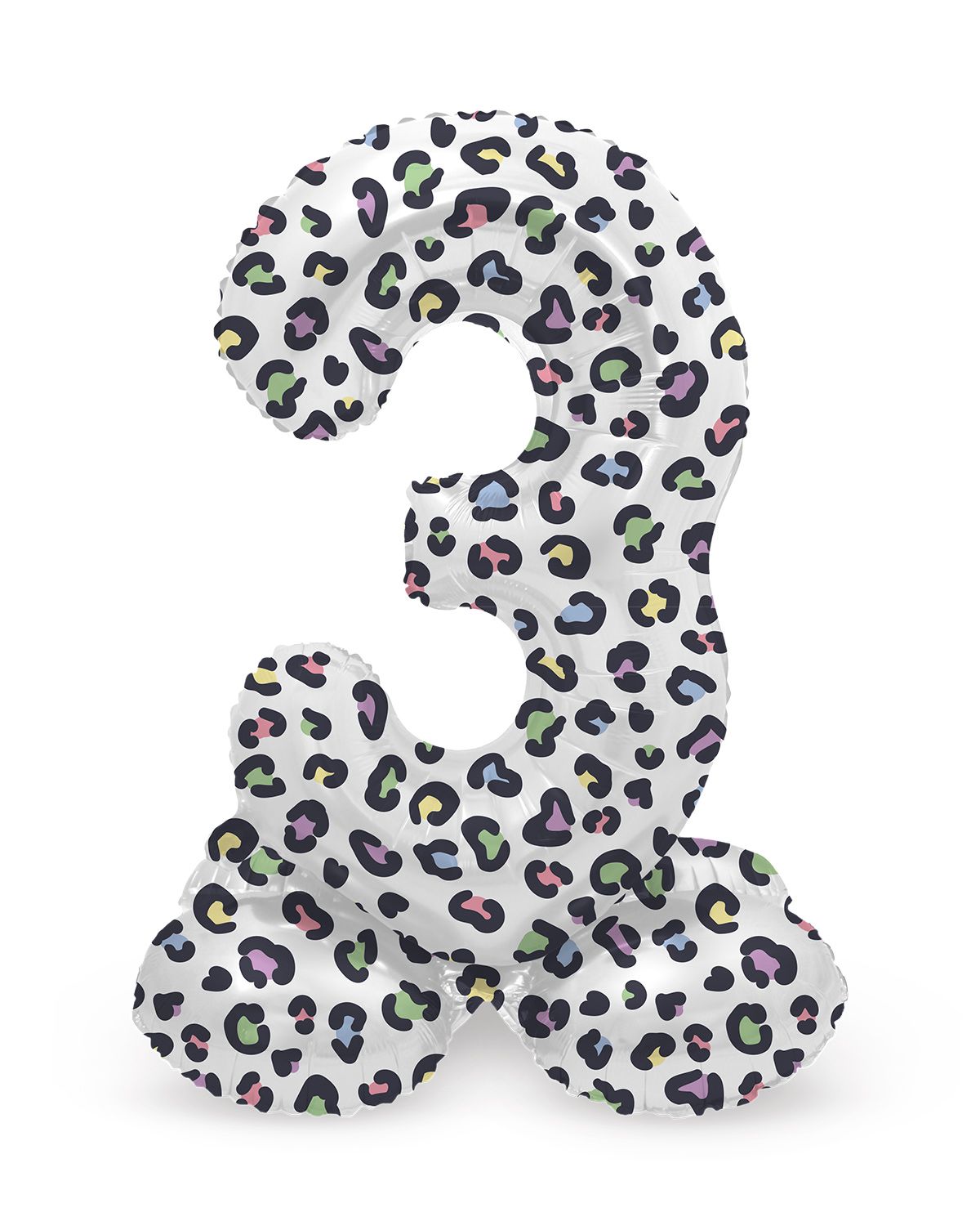 Cijfer 3 Pastel Panter Staande Folieballon