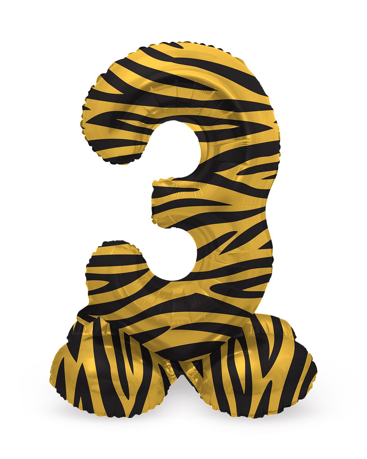 Cijfer 3 Tiger Print Kleine Staande Folieballon