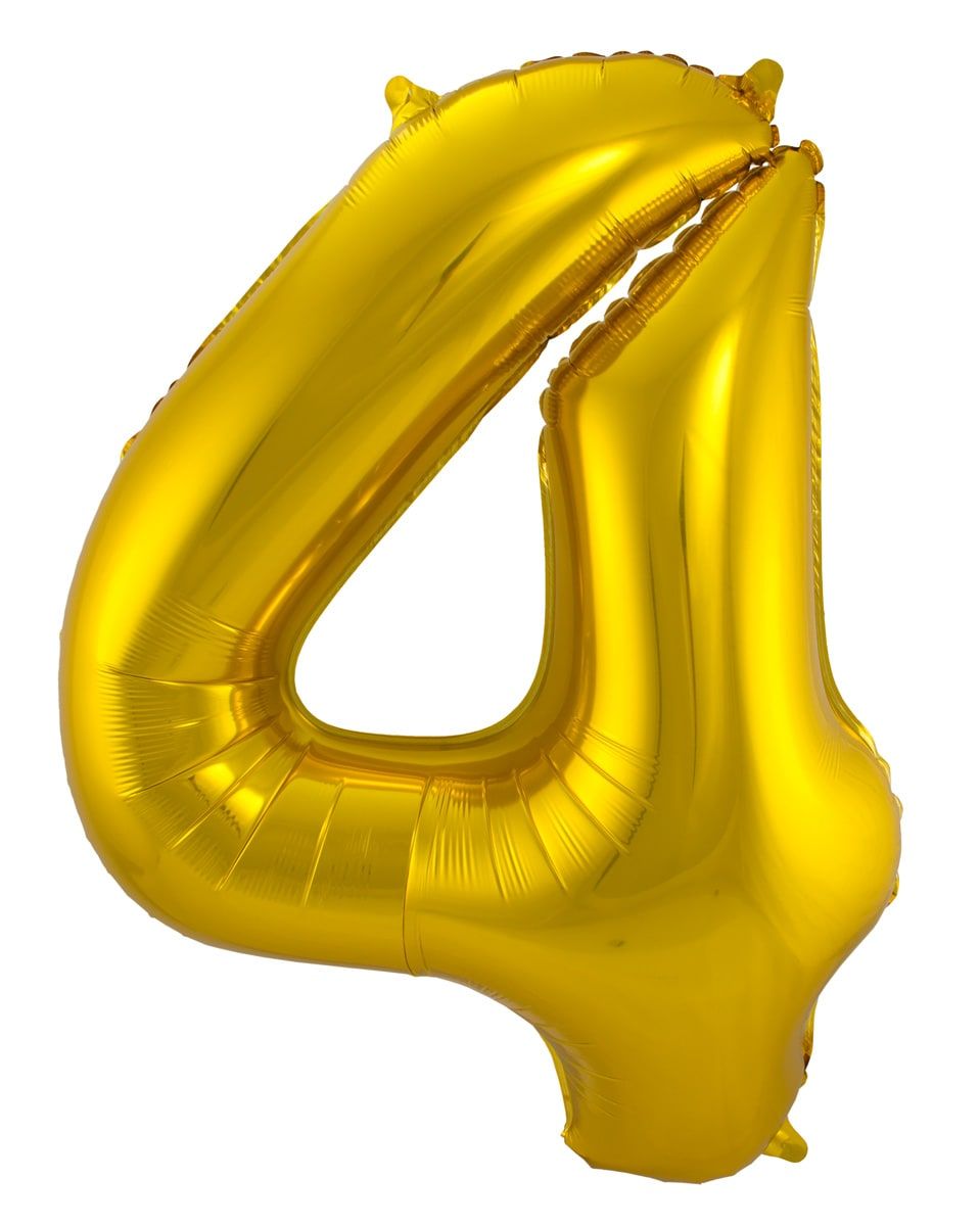 Cijfer 4 gouden folieballon 86cm