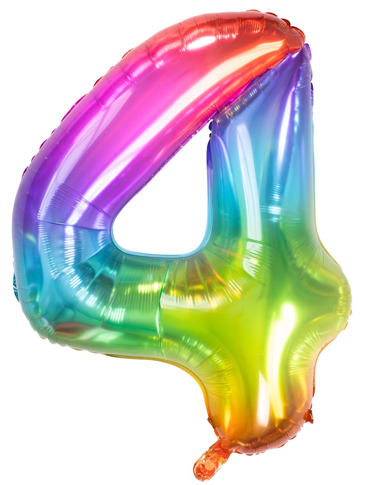 Cijfer 4 Metallic Regenboog 81cm
