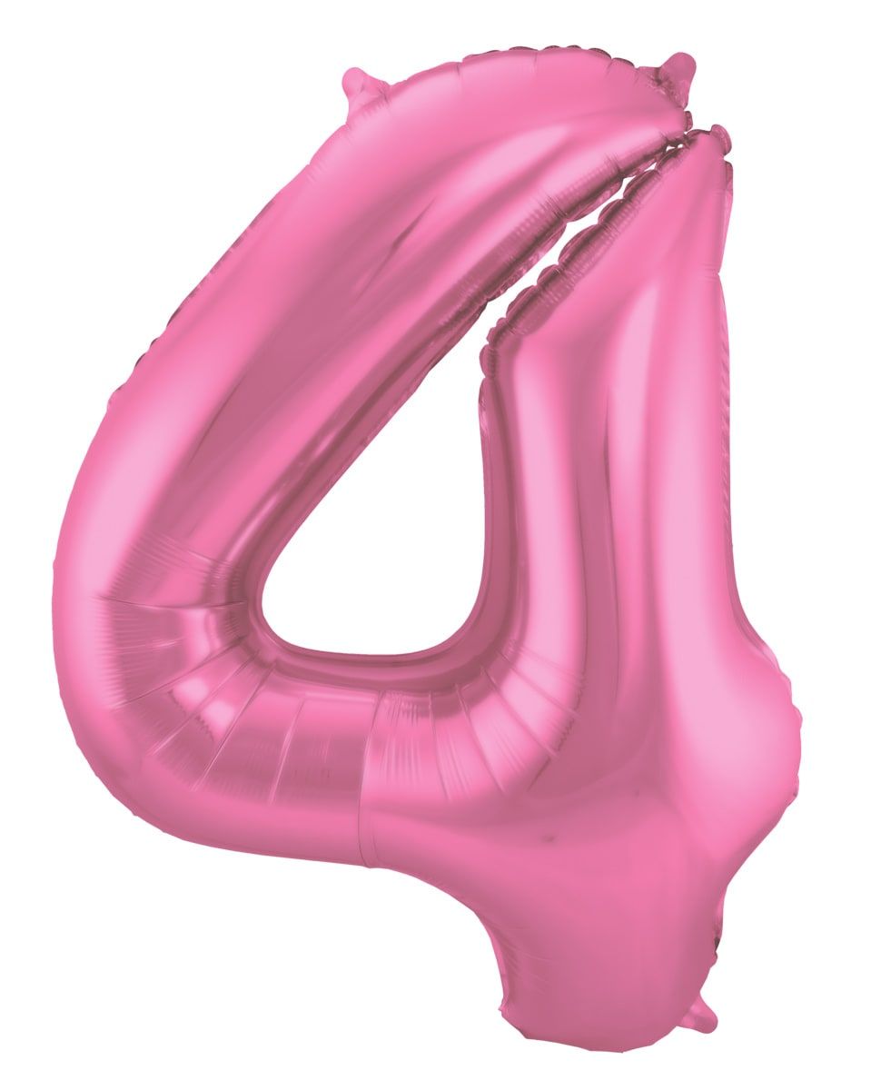 Cijfer 4 metallic roze folieballon 86cm