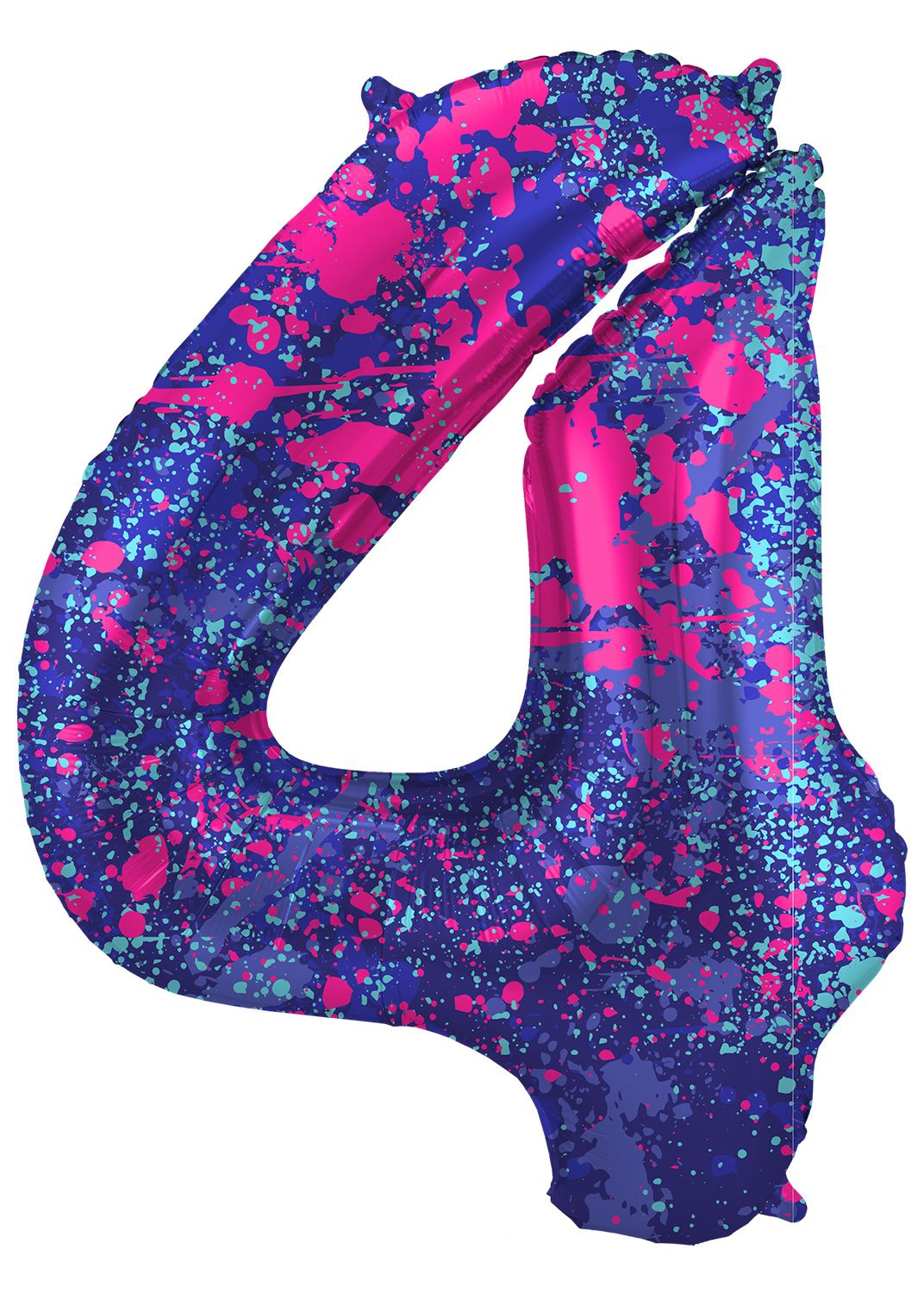 Cijfer 4 Paarse Paint Splash Folieballon