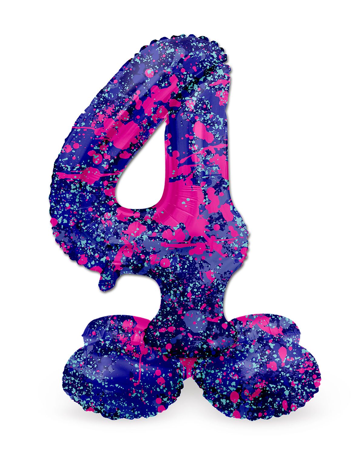 Cijfer 4 Paarse Paint Splash Kleine Staande Folieballon