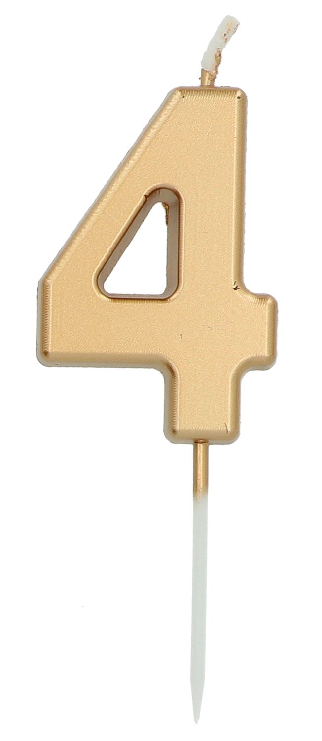 Cijfer 4 Taartkaars Goudkleurig 5 cm