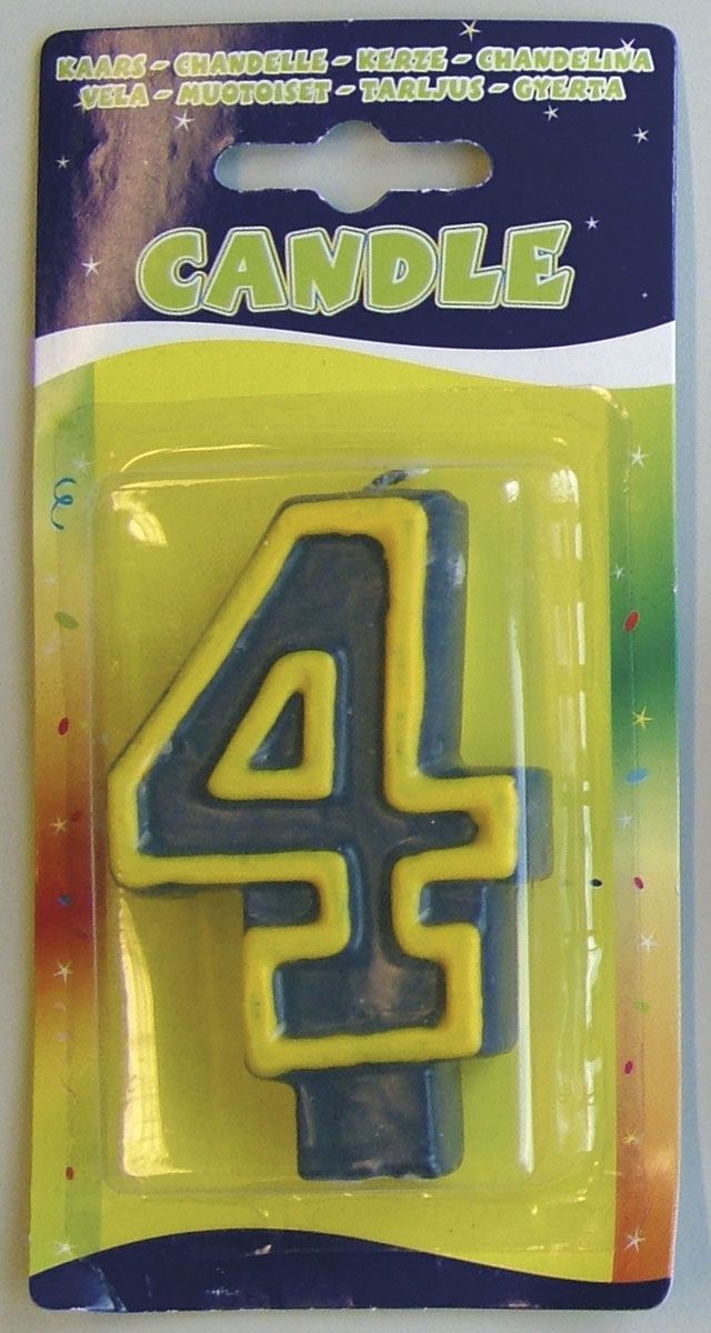 Cijfer 4 Verjaardag Kaarsje Blauw