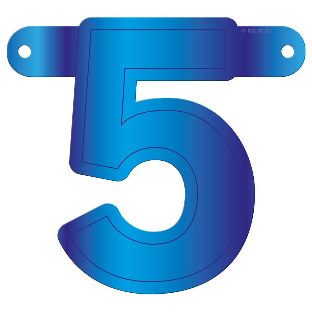 Cijfer 5 banner blauw