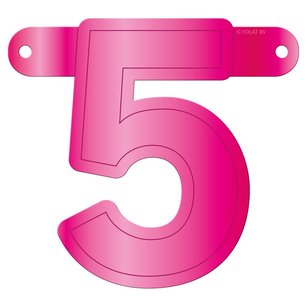 Cijfer 5 Banner Magenta