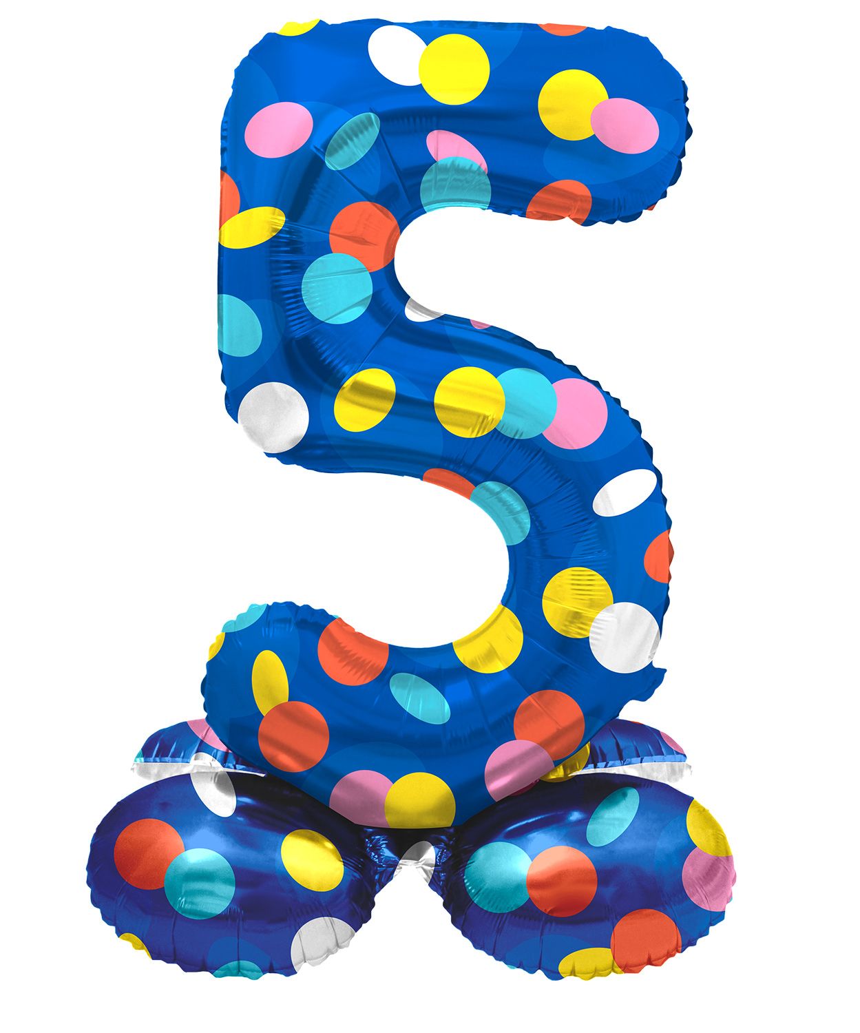 Cijfer 5 gekleurde stip staande folieballon