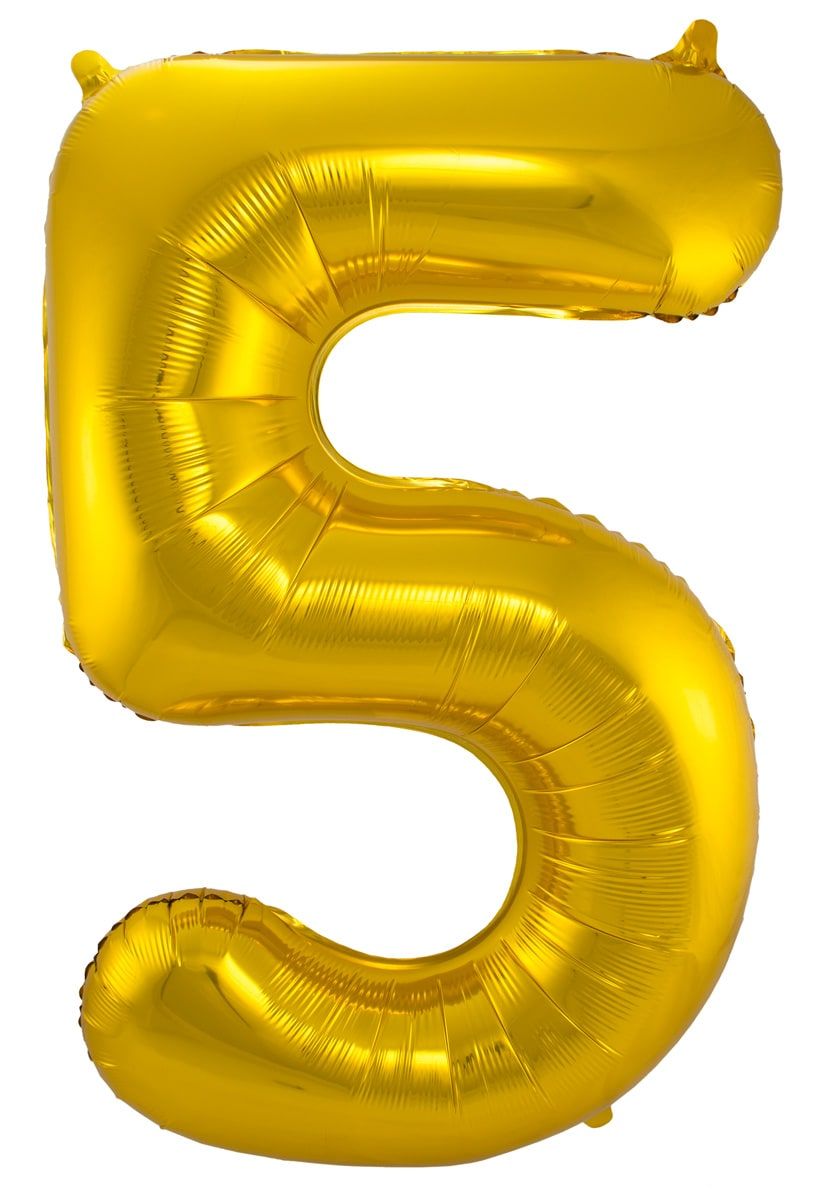 Cijfer 5 gouden folieballon 86cm