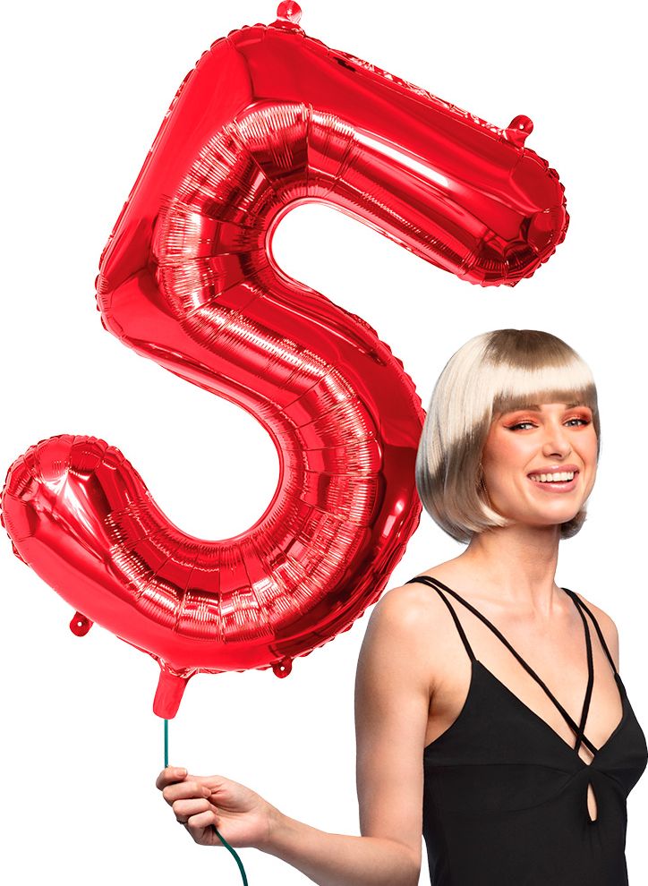Cijfer '5' Grote Rode Folieballon 86 cm