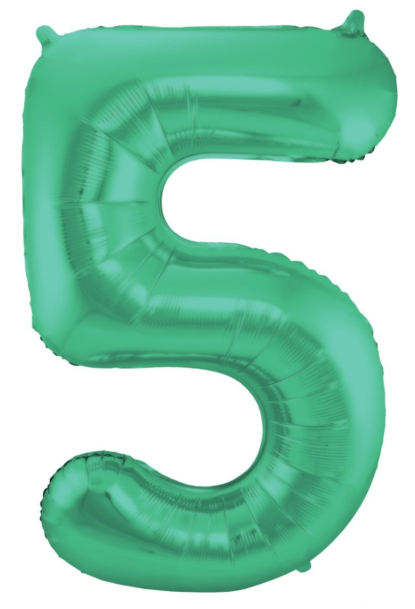 Cijfer 5 metallic groen folieballon 86cm